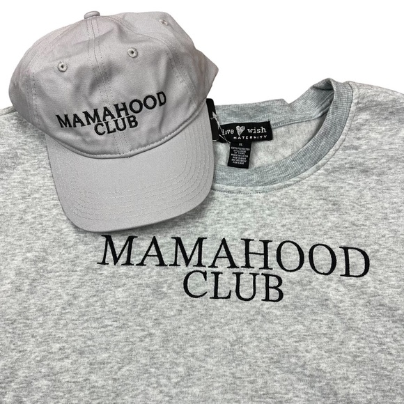Mamahood Club Maternity Sweatshirt & Hat Set by Love Wish Maternity - Size XL - Picture 2 of 7